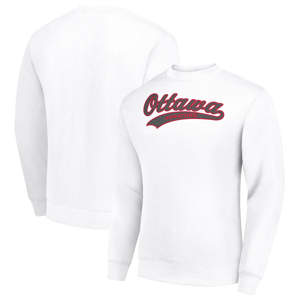 Men's Starter White Ottawa Senators Tailsweep City Pullover Sweatshirt