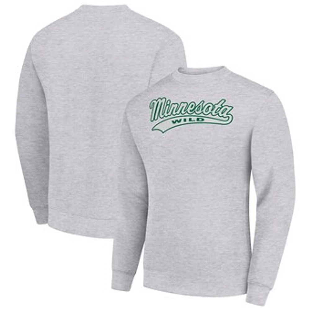 Men's Starter Heather Gray Minnesota Wild Tailsweep City Pullover Sweatshirt