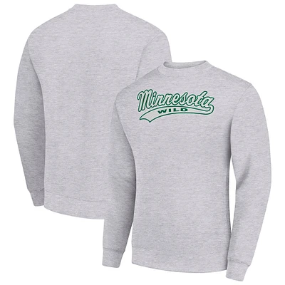 Men's Starter Heather Gray Minnesota Wild Tailsweep City Pullover Sweatshirt