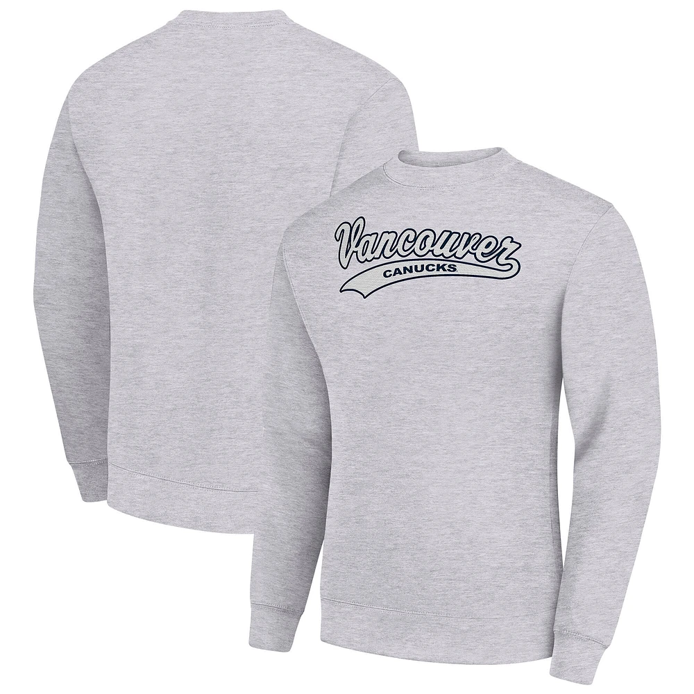 Men's Starter Heather Gray Vancouver Canucks Tailsweep City Pullover Sweatshirt