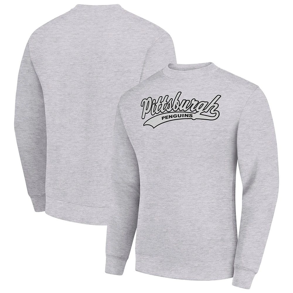 Men's Starter Heather Gray Pittsburgh Penguins Tailsweep City Pullover Sweatshirt