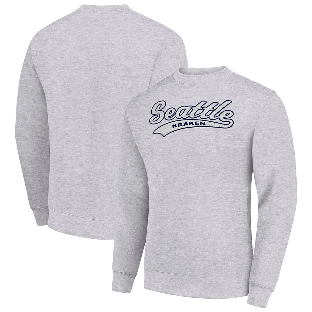 Men's Starter Heather Gray Seattle Kraken Tailsweep City Pullover Sweatshirt