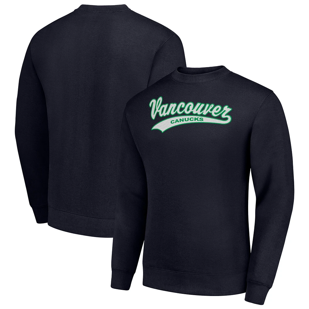 Men's Starter Navy Vancouver Canucks Tailsweep City Pullover Sweatshirt