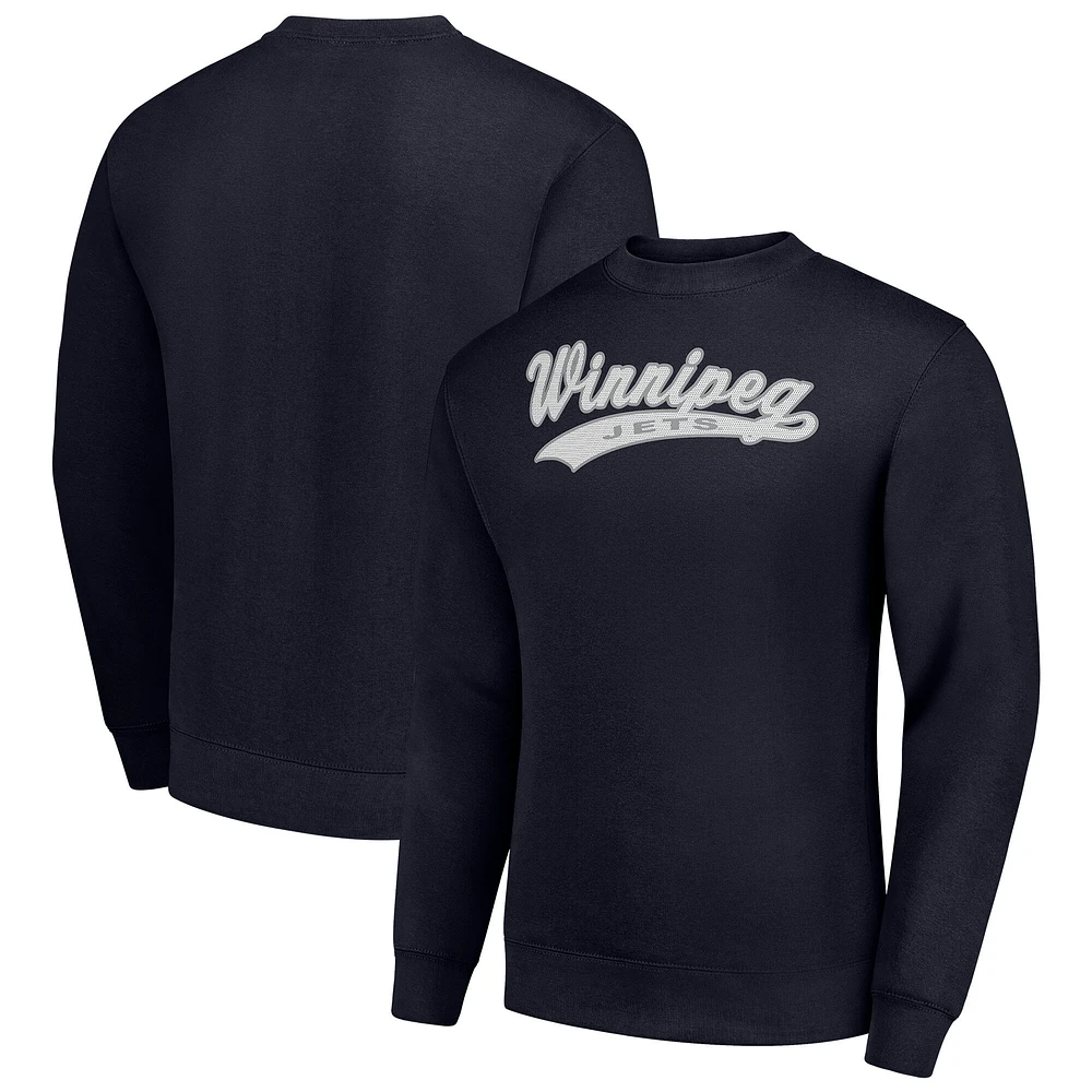 Men's Starter Navy Winnipeg Jets Tailsweep City Pullover Sweatshirt