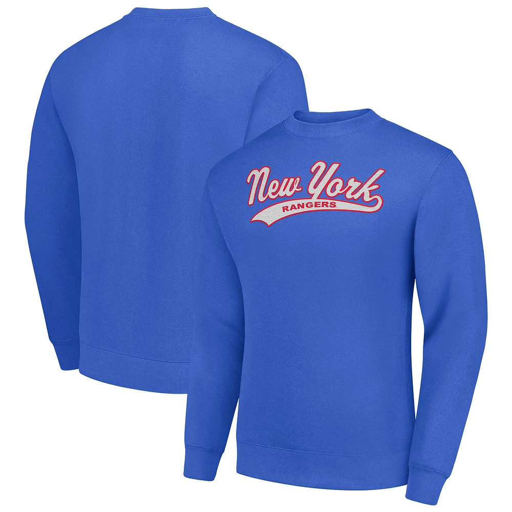 Men's Starter Royal New York Rangers Tailsweep City Pullover Sweatshirt