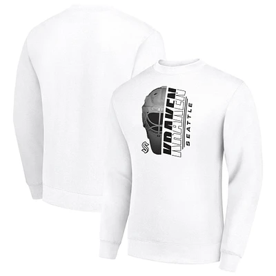 Men's Starter White Seattle Kraken Half Helmet Team Logo Pullover Sweatshirt