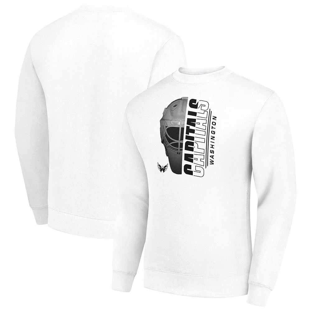 Men's Starter White Washington Capitals Half Helmet Team Logo Pullover Sweatshirt