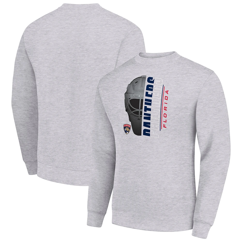Men's Starter Heather Gray Florida Panthers Half Helmet Team Logo Pullover Sweatshirt