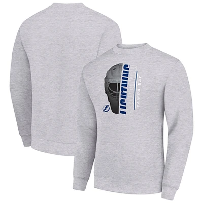 Men's Starter Heather Gray Tampa Bay Lightning Half Helmet Team Logo Pullover Sweatshirt