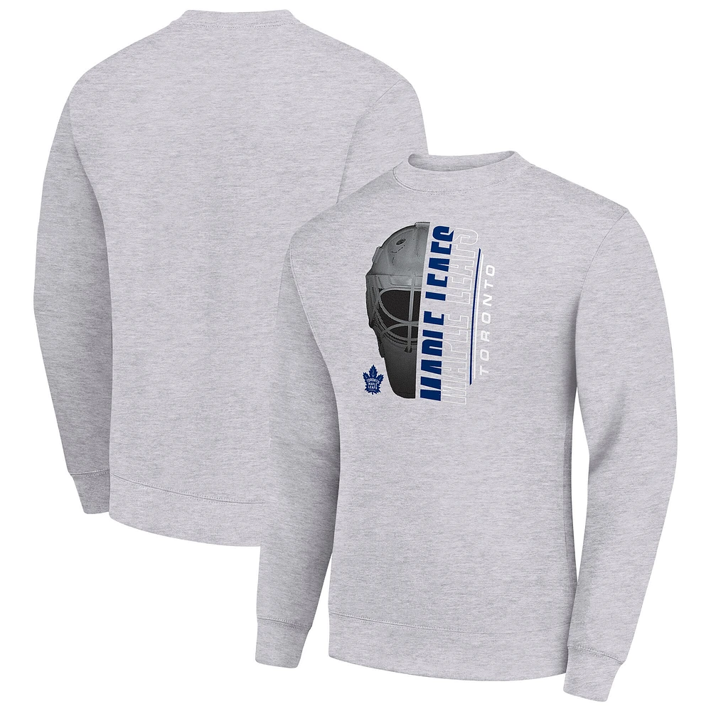Men's Starter Heather Gray Toronto Maple Leafs Half Helmet Team Logo Pullover Sweatshirt
