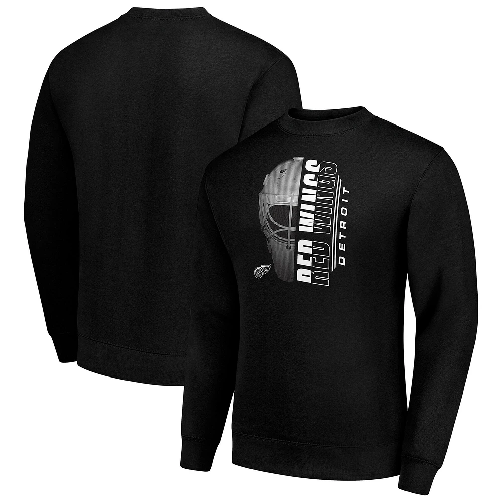 Men's Starter Detroit Red Wings Half Helmet Team Logo Pullover Sweatshirt