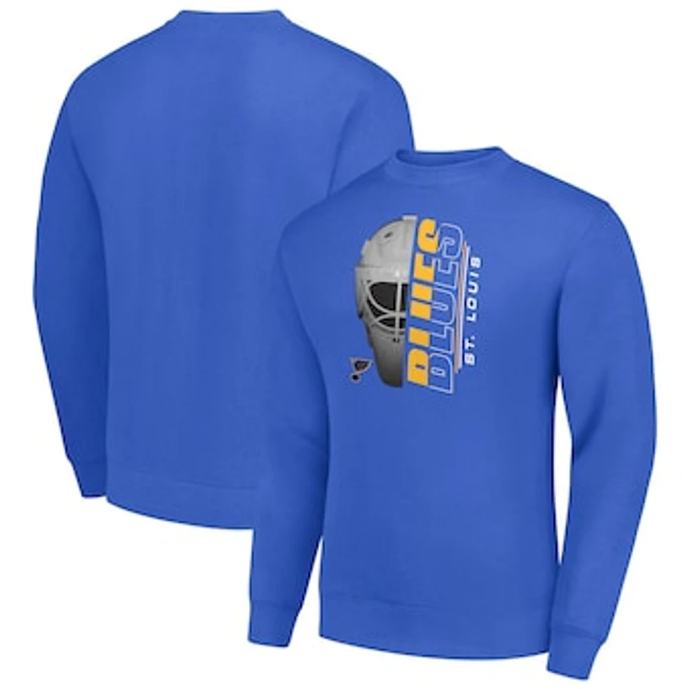 Men's Starter Royal St. Louis Blues Half Helmet Team Logo Pullover Sweatshirt