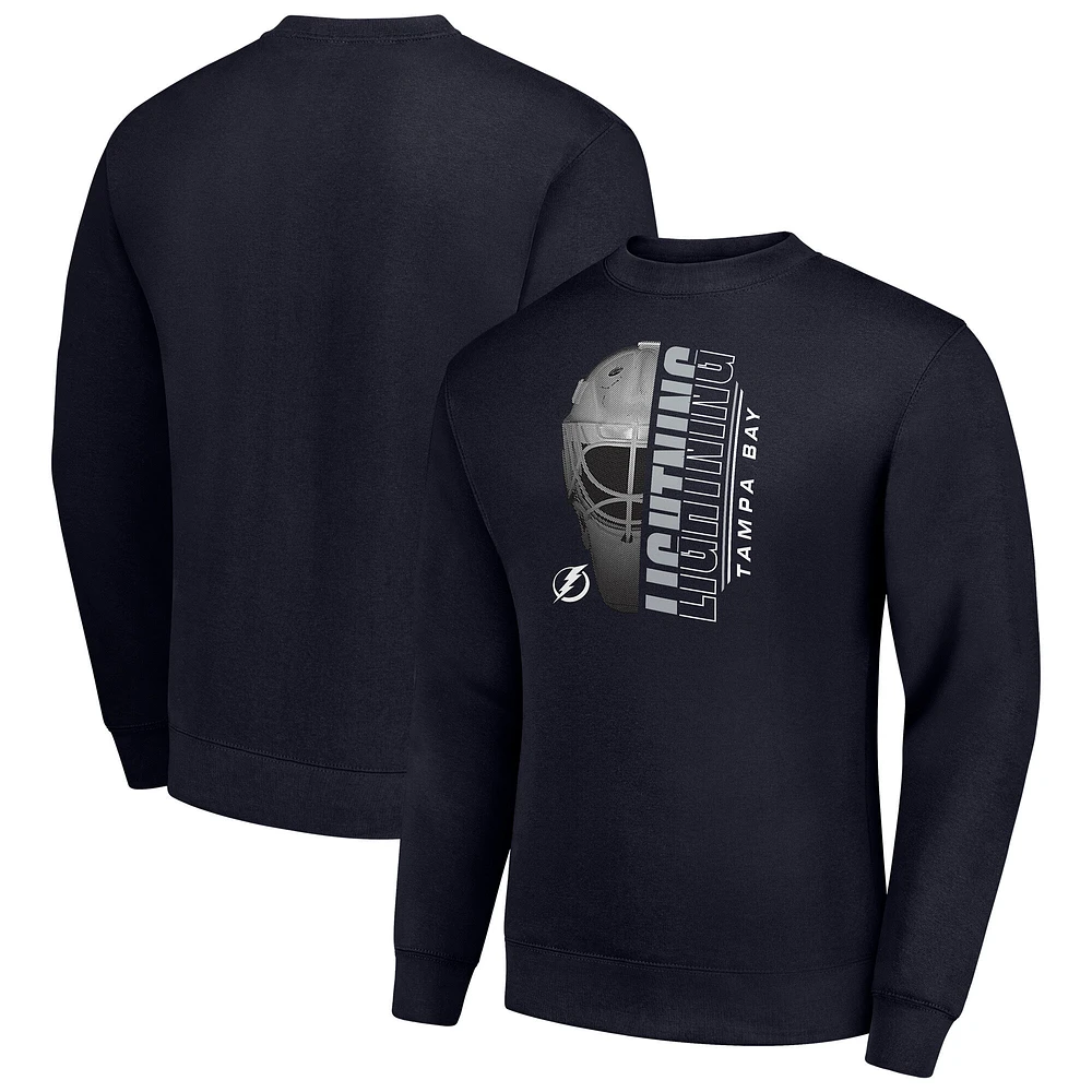 Men's Starter Navy Tampa Bay Lightning Half Helmet Team Logo Pullover Sweatshirt