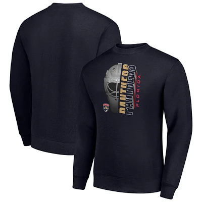 Men's Starter Navy Florida Panthers Half Helmet Team Logo Pullover Sweatshirt
