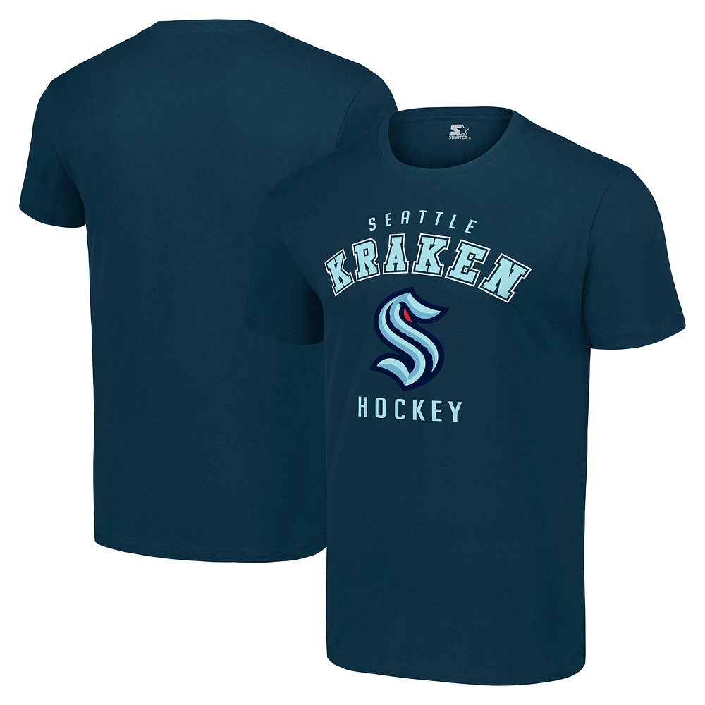 Men's Starter Navy Seattle Kraken Logo T-Shirt