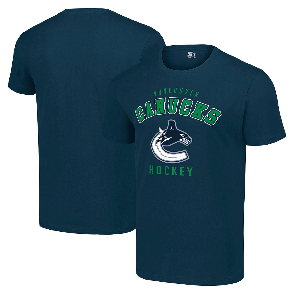 Men's Starter Navy Vancouver Canucks Logo T-Shirt
