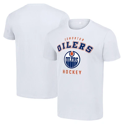 Men's Starter White Edmonton Oilers Logo T-Shirt