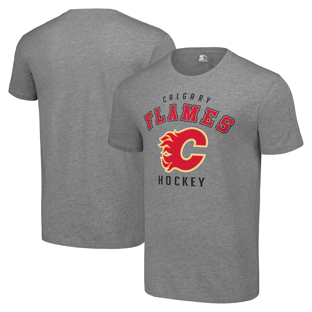 Men's Starter Heather Gray Calgary Flames Logo T-Shirt