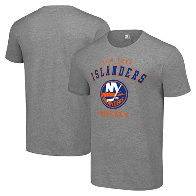 Men's Starter Heather Gray New York Islanders Logo T-Shirt
