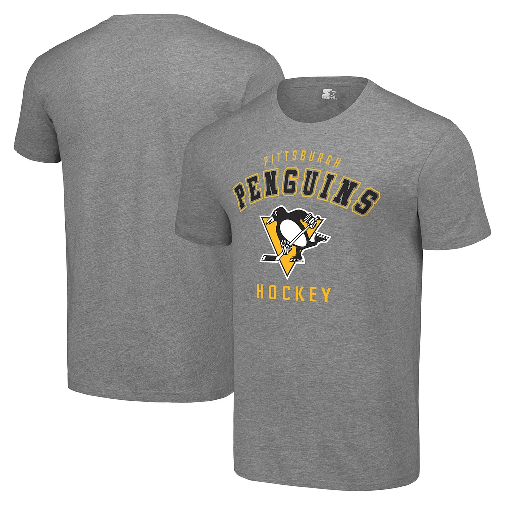 Men's Starter Heather Gray Pittsburgh Penguins Logo T-Shirt
