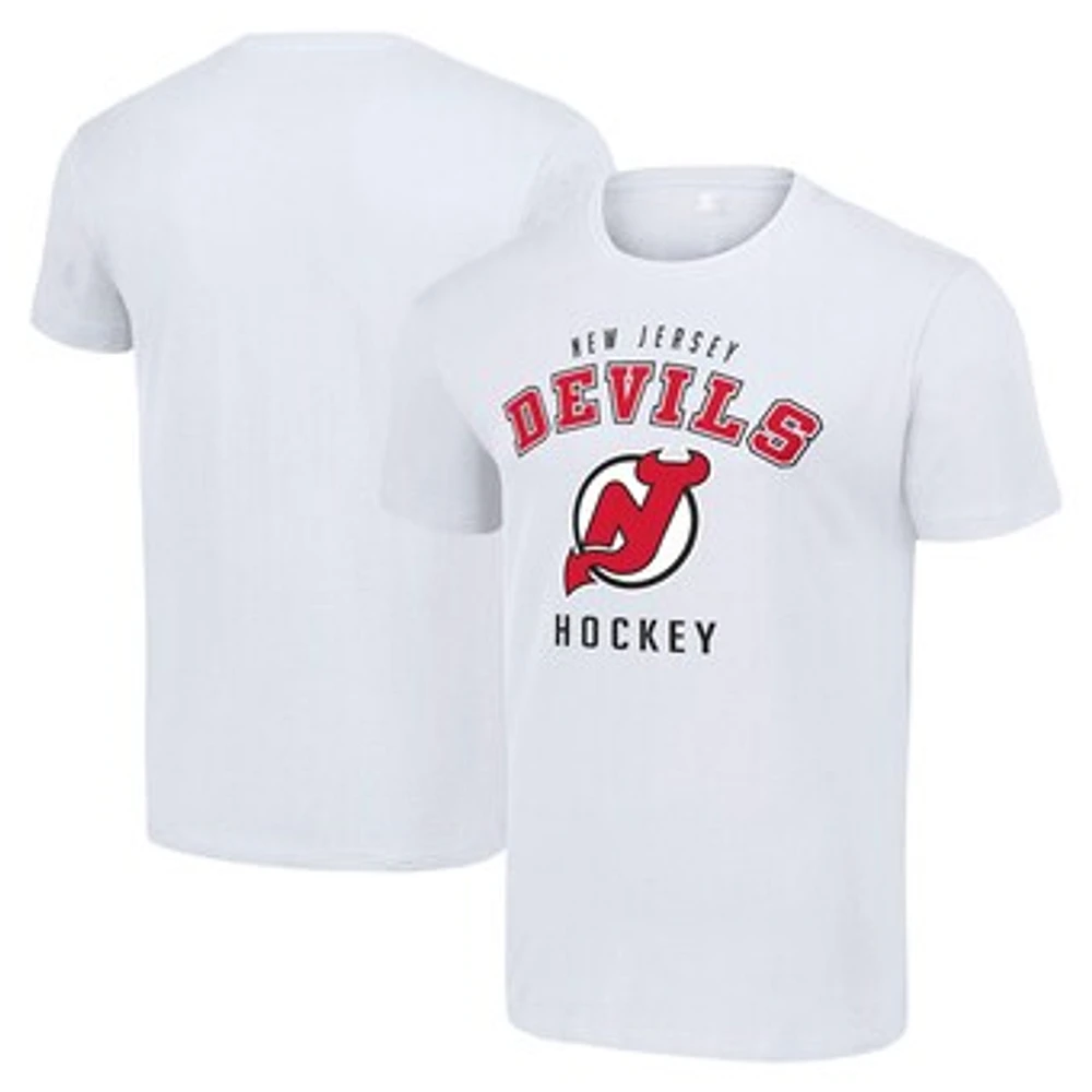 Men's Starter White New Jersey Devils Logo T-Shirt