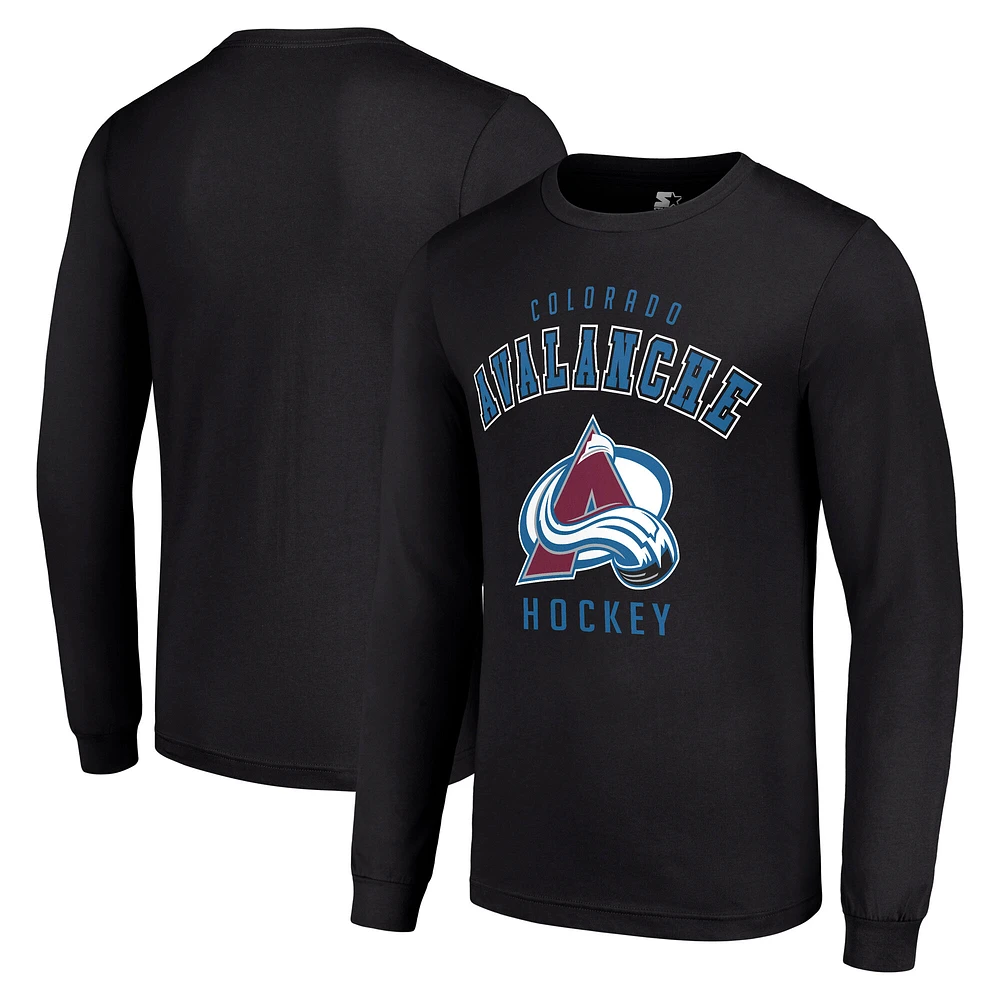 Men's Starter Black Colorado Avalanche Logo Long Sleeve T-Shirt