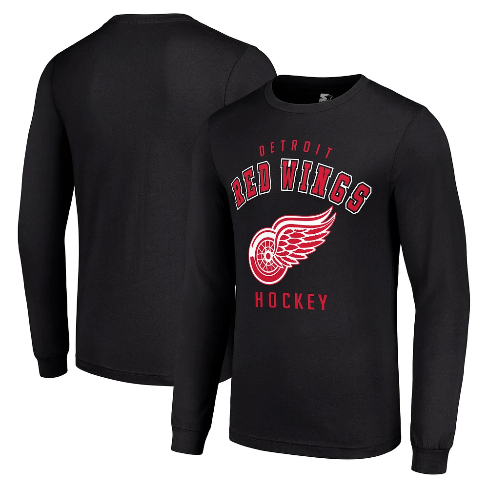 Men's Starter Black Detroit Red Wings Logo Long Sleeve T-Shirt