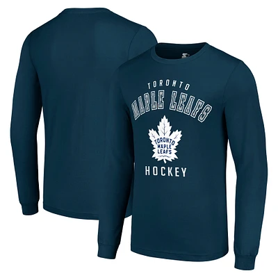 Men's Starter Navy Toronto Maple Leafs Logo Long Sleeve T-Shirt