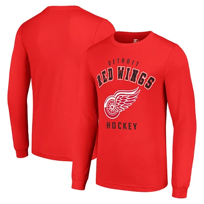 Men's Starter Red Detroit Wings Logo Long Sleeve T-Shirt