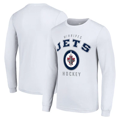 Men's Starter White Winnipeg Jets Logo Long Sleeve T-Shirt