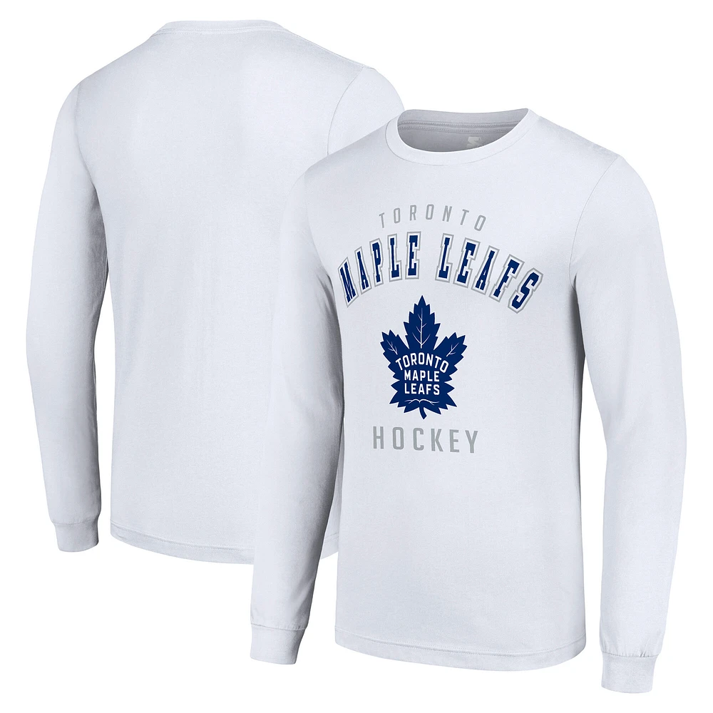 Men's Starter White Toronto Maple Leafs Logo Long Sleeve T-Shirt