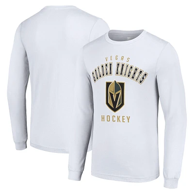Men's Starter White Vegas Golden Knights Logo Long Sleeve T-Shirt