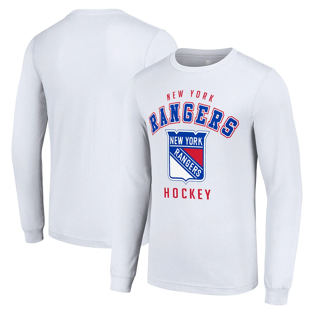 Men's Starter White New York Rangers Logo Long Sleeve T-Shirt