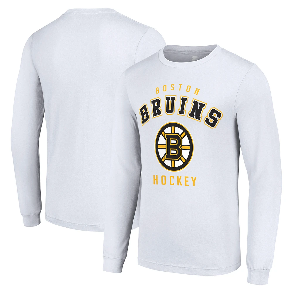 Men's Starter White Boston Bruins Logo Long Sleeve T-Shirt