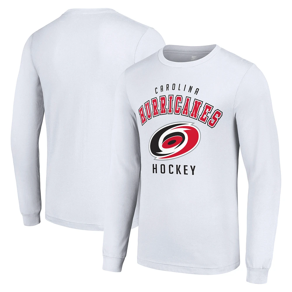 Men's Starter White Carolina Hurricanes Logo Long Sleeve T-Shirt