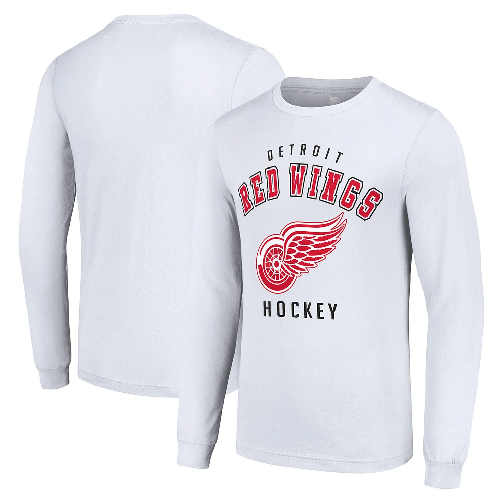 Men's Starter White Detroit Red Wings Logo Long Sleeve T-Shirt