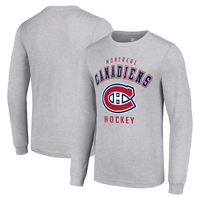 Men's Starter Heather Gray Montreal Canadiens Logo Long Sleeve T-Shirt