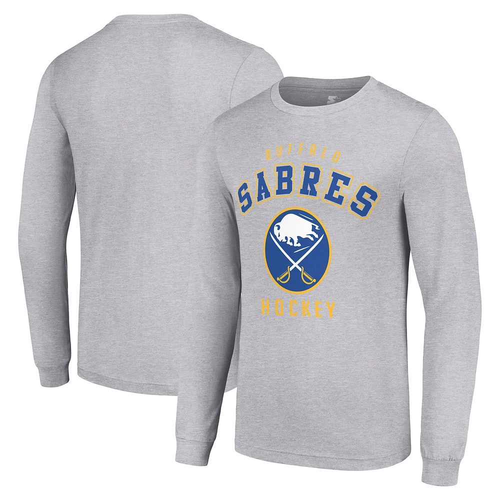 Men's Starter Heather Gray Buffalo Sabres Logo Long Sleeve T-Shirt