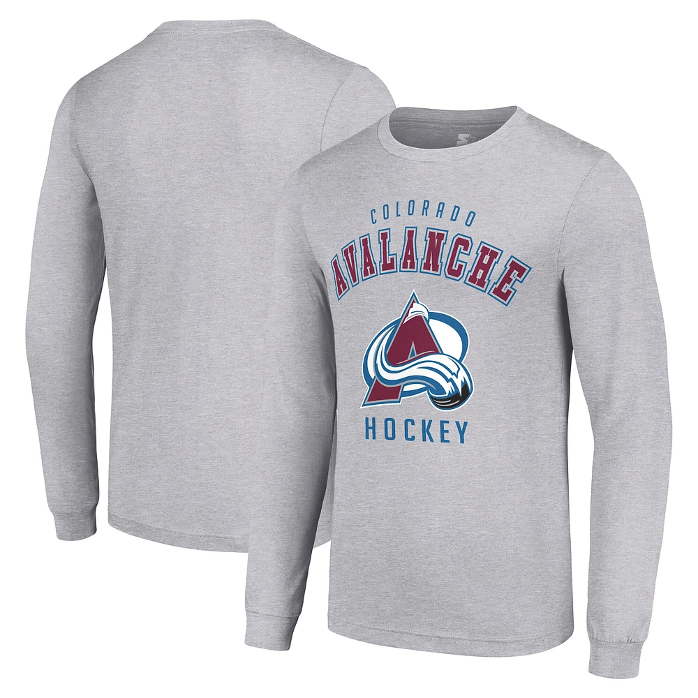 Men's Starter Heather Gray Colorado Avalanche Logo Long Sleeve T-Shirt