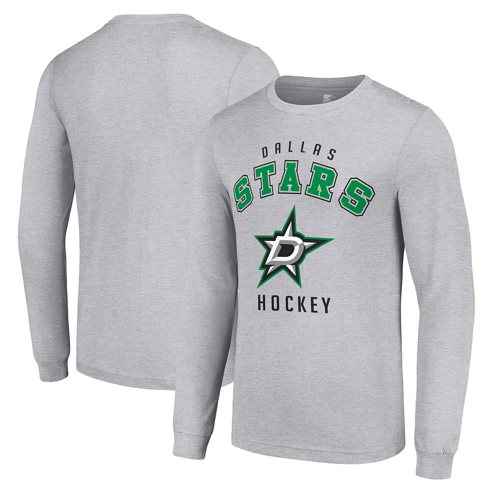 Men's Starter Heather Gray Dallas Stars Logo Long Sleeve T-Shirt