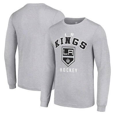 Men's Starter Heather Gray Los Angeles Kings Logo Long Sleeve T-Shirt