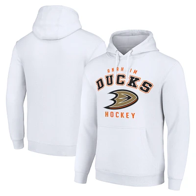 Men's Starter White Anaheim Ducks Logo Pullover Hoodie