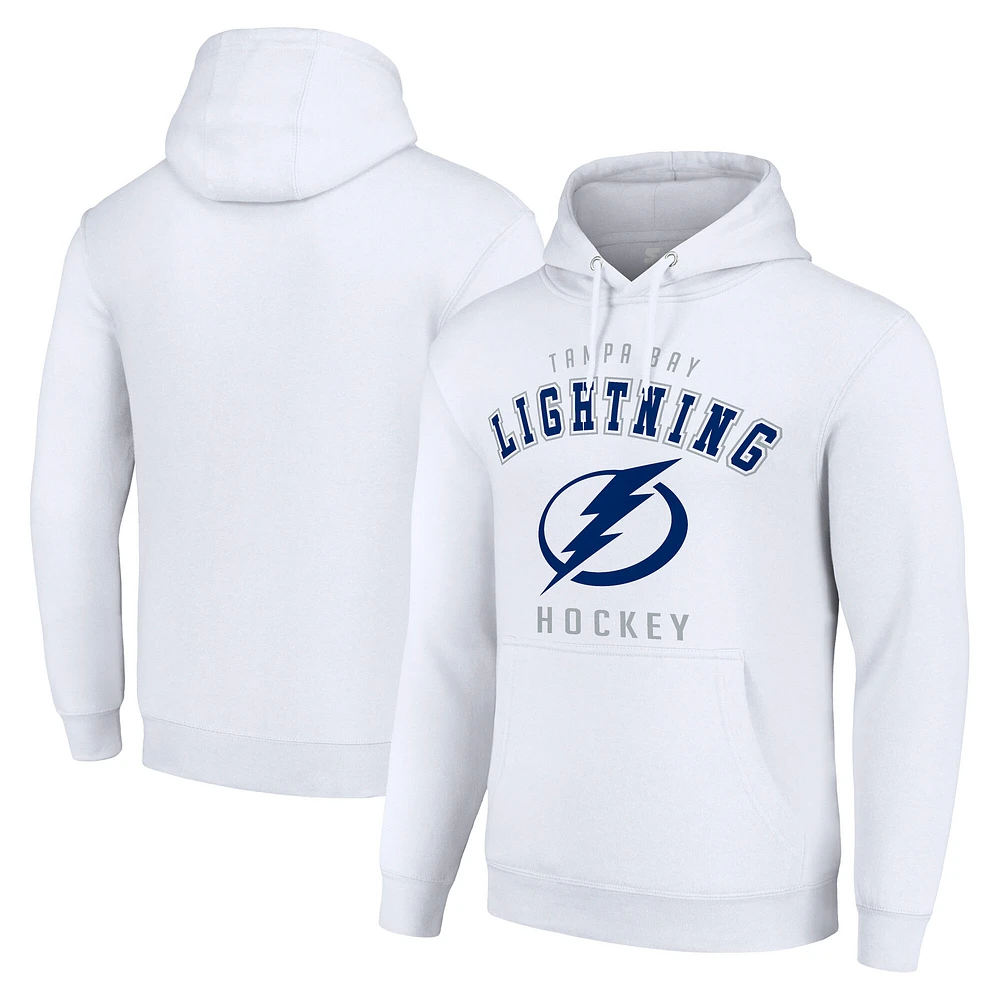 Men's Starter White Tampa Bay Lightning Logo Pullover Hoodie
