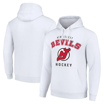 Men's Starter White New Jersey Devils Logo Pullover Hoodie