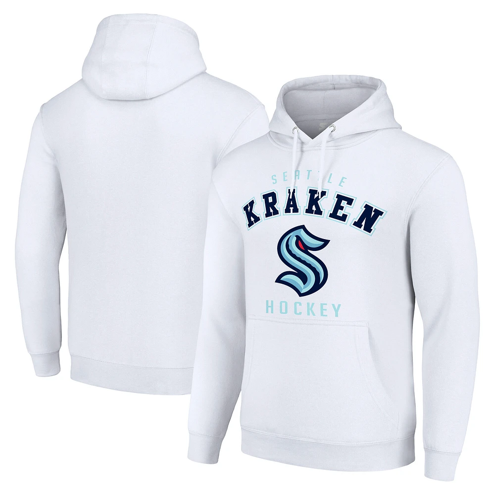 Men's Starter White Seattle Kraken Logo Pullover Hoodie