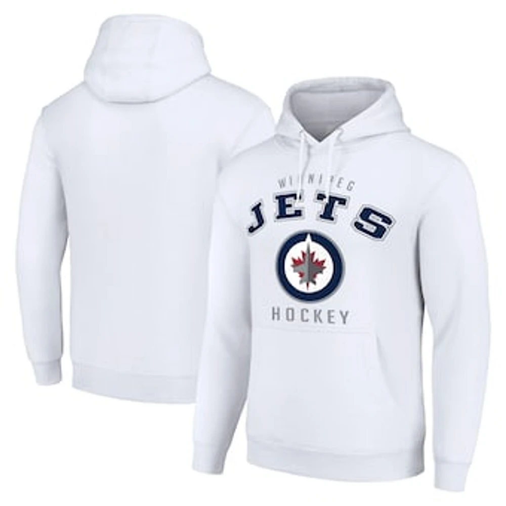 Men's Starter White Winnipeg Jets Logo Pullover Hoodie