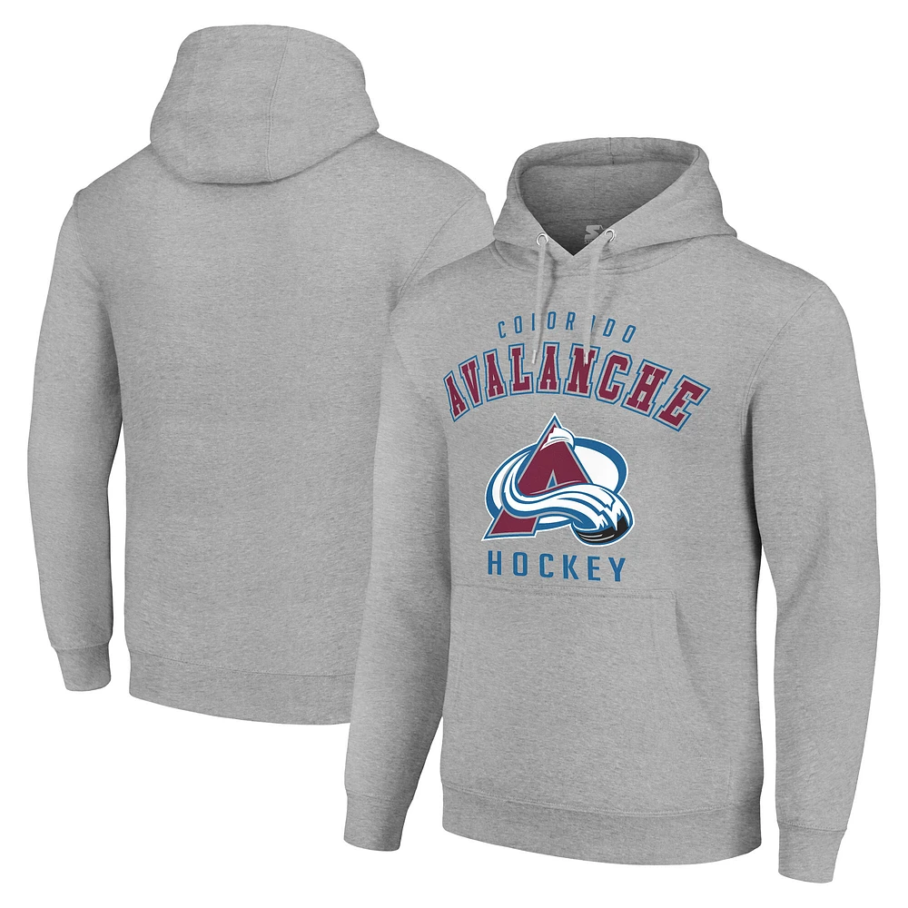 Men's Starter Heather Gray Colorado Avalanche Logo Pullover Hoodie
