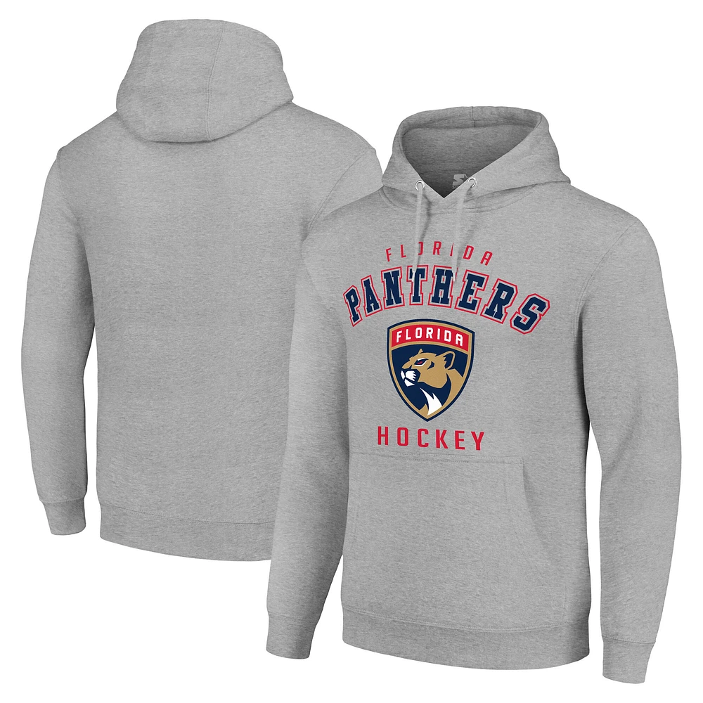Men's Starter Heather Gray Florida Panthers Logo Pullover Hoodie