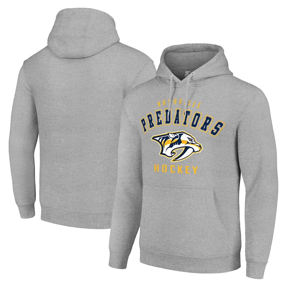 Men's Starter Heather Gray Nashville Predators Logo Pullover Hoodie