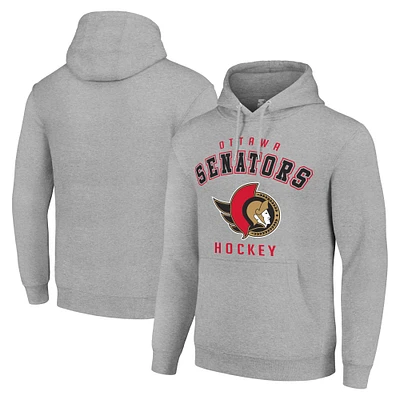 Men's Starter Heather Gray Ottawa Senators Logo Pullover Hoodie